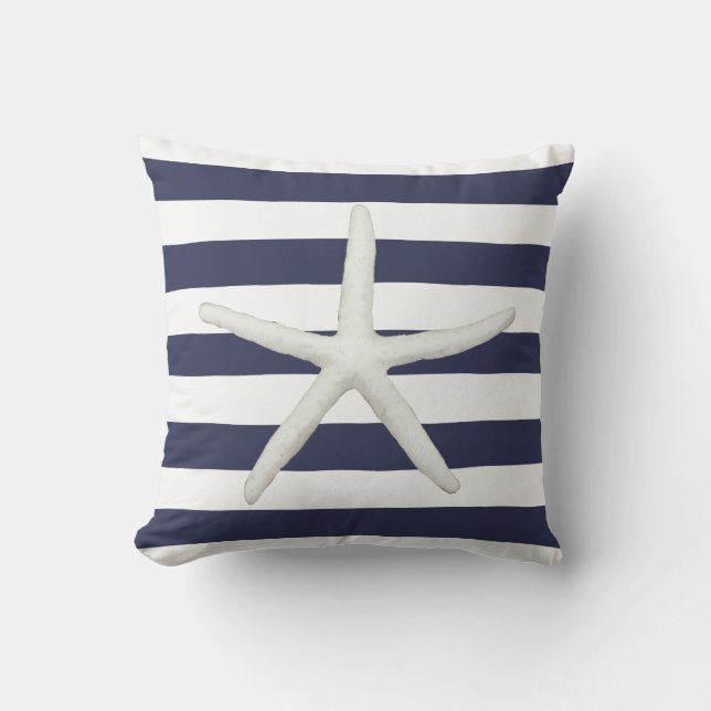 Der Strand Moderne Starfish Einfache Stripnavy und Kissen (Vorderseite)