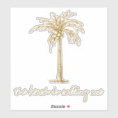 Der Strand nennt mich Golden Coconut Palm Tree Aufkleber (Blatt)