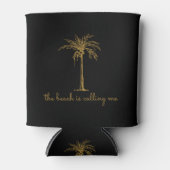 Der Strand nennt mich Golden Coconut Palm Tree Dosenkühler (Vorderseite)