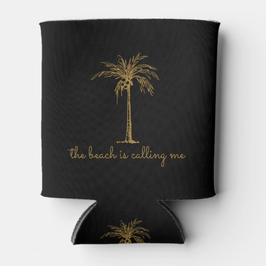 Der Strand nennt mich Golden Coconut Palm Tree Dosenkühler (Vorderseite)