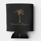 Der Strand nennt mich Golden Coconut Palm Tree Dosenkühler (Rückseite)