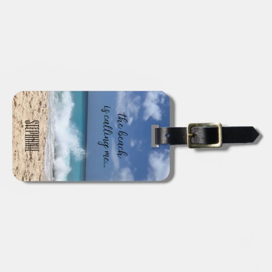 Der Strand nennt mich Tropenparadies Gepäckanhänger (Vorderseite horizontal)