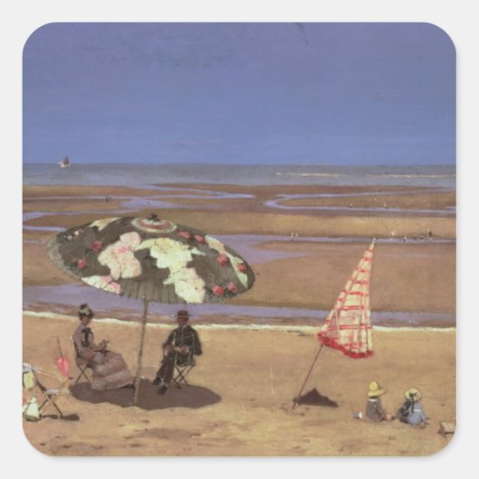 Der Strand Quadratischer Aufkleber (Vorderseite)