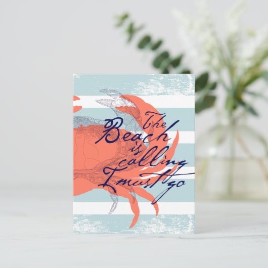 Der Strand ruft mich an, ich muss gehen Postkarte (Stehend Vorderseite)