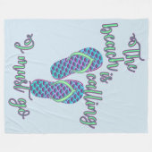 Der Strand ruft mit Meerjungfrau Flip Flops Fleecedecke (Vorderseite (Horizontal))