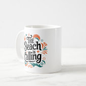 Der Strand ruft Retro Summer Vibes Design an Kaffeetasse (Vorderseite Links)