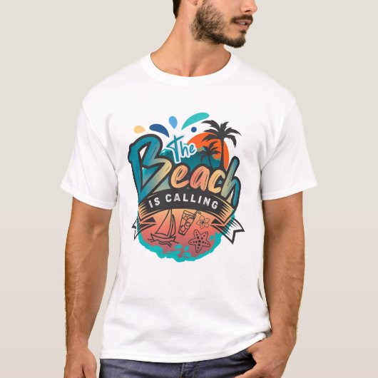 Der Strand ruft T-Shirt (Vorderseite)