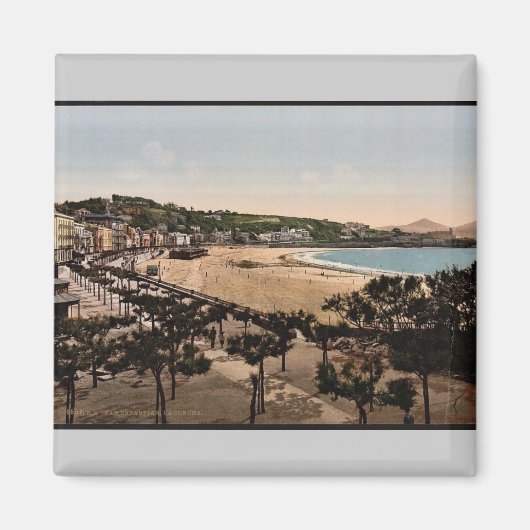 Der Strand San Sebastian, Spanien Vintages Fotochr Magnet (Vorne)