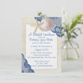 Der Strand und das Brautparty Lace Blue Einladung (Stehend Vorderseite)