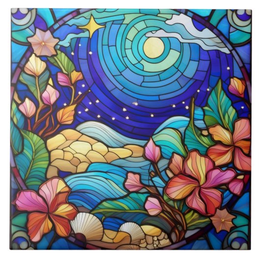 Der Strand und die Wellen Fliese (Vorderseite)