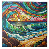 Der Strand und die Wellen Fliese (Vorderseite)
