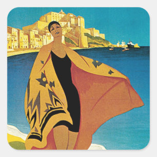 Der Strand von Calvi, Korsika Quadratischer Aufkleber