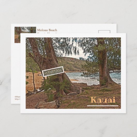 "DER STRAND VON MOLOA AUS DEM BEATEN" POSTKARTE (Vorne/Hinten)