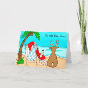 Der Strand von Sea-Sun Santa on mit Rentier Feiertagskarte