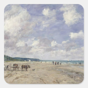 Der Strand von Tourgeville, 1893 Quadratischer Aufkleber