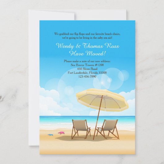 Der Strand wartet auf eine bewegende Ankündigung (Vorderseite)