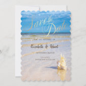 Der Strand windet sich durch das Datum Save The Date (Vorderseite)