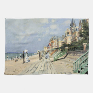 Der Strandpromenade in Trouville von Claude Monet Geschirrtuch