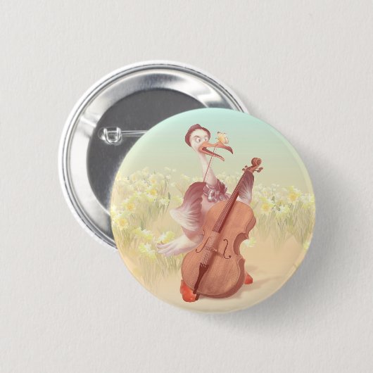 Der Strauß, der Cello spielt Button (Vorne & Hinten)