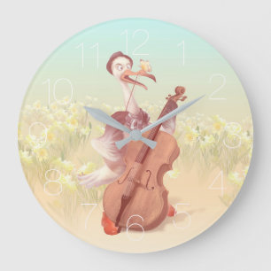 Der Strauß, der Cello spielt Große Wanduhr