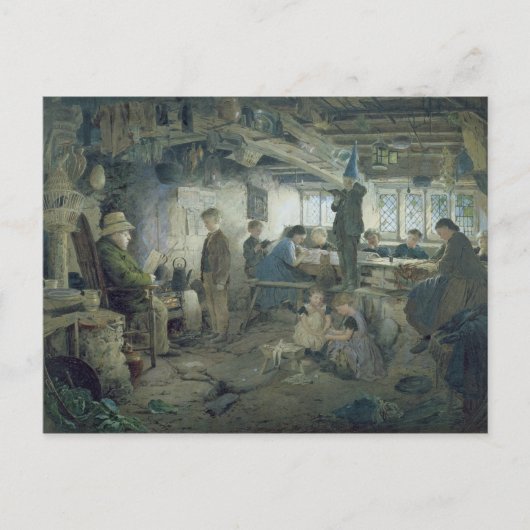 Der strenge Schulmeister, 1868 Postkarte (Vorderseite)