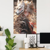 Der stumme Blick des Kitsune | Japanischer Fox Sam Poster (Heimbüro)