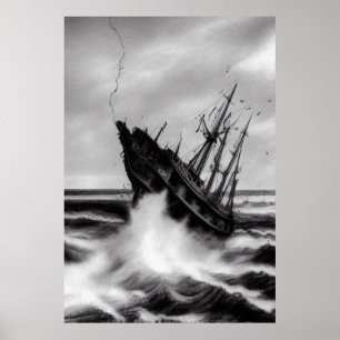 Der Sturm am Meer   AI Art Poster