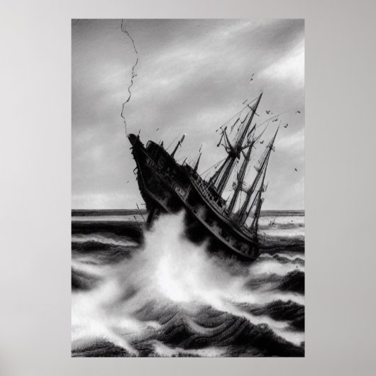 Der Sturm am Meer | AI Art Poster (Vorne)