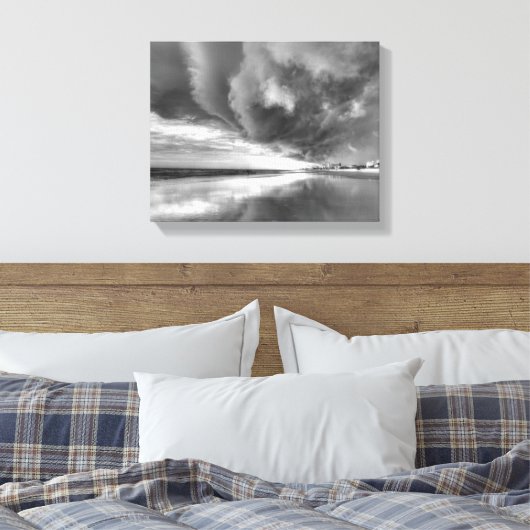 Der Sturm am neuen Smyrna-Strand (schwarz und weiß Leinwanddruck (Insitu (Schlafzimmer))