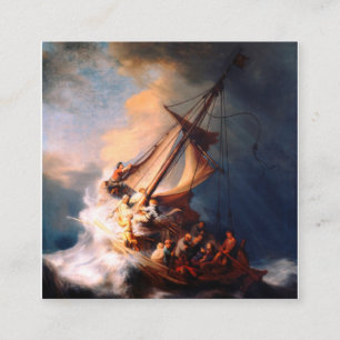 Der Sturm auf dem See Genezareth Gemälde Rembrandt Quadratische Visitenkarte