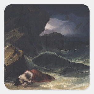 Der Sturm oder das Schiffswrack Quadratischer Aufkleber