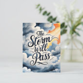 "Der Sturm wird passieren" Ermutigung Postkarte (Stehend Vorderseite)
