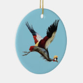 Der südafrikanische Kranich im Mittelflug Keramik Ornament (Rechts)