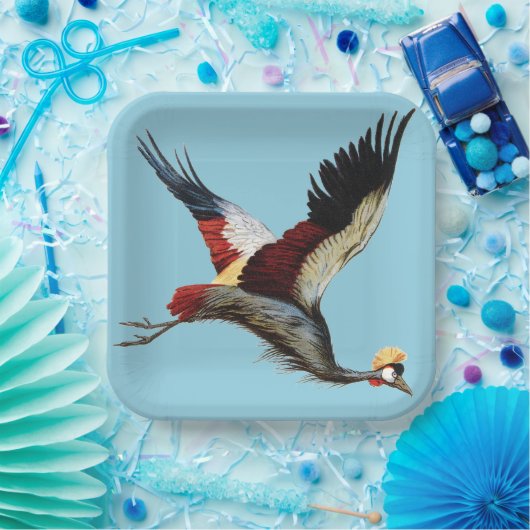 Der südafrikanische Kranich im Mittelflug Pappteller (Party)