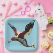 Der südafrikanische Kranich im Mittelflug Pappteller (Party)