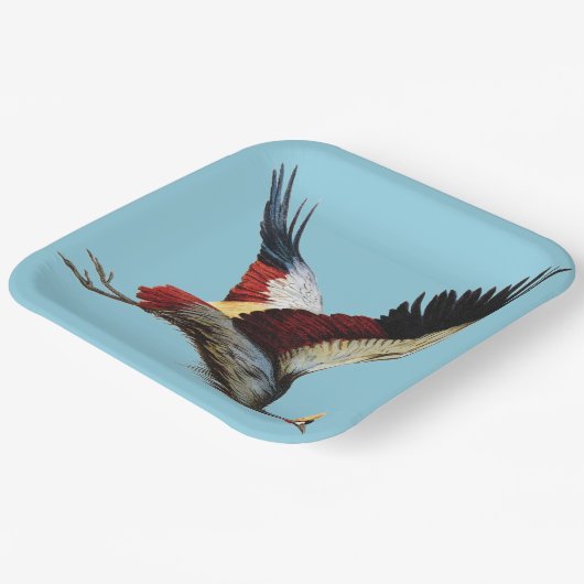 Der südafrikanische Kranich im Mittelflug Pappteller (Gewinkelt)