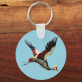 Der südafrikanische Kranich im Mittelflug Schlüsselanhänger (Rückseite)