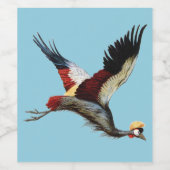 Der südafrikanische Kranich im Mittelflug Weinetikett (Einzelnes Label)