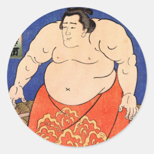 Der Sumo-Ringkämpfer, Kuniyoshi Utagawa Runder Aufkleber