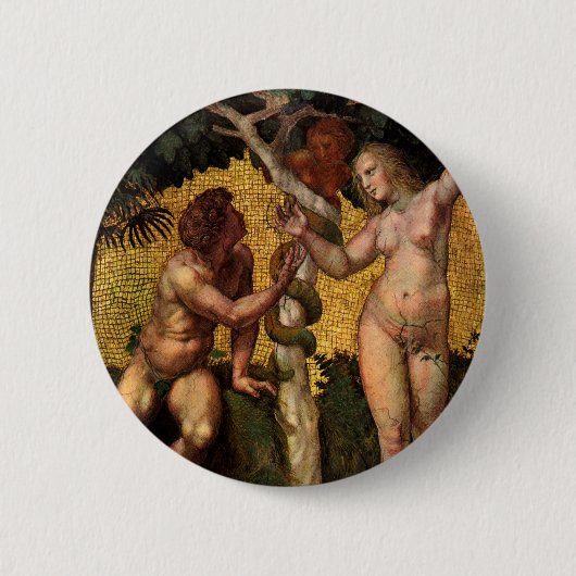 Der Sündenfall - Adam und Eva von Raffael Sanzio Button (Vorderseite)