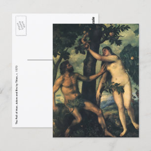 Der Sündenfall; Adam und Eva von Tizian Postkarte