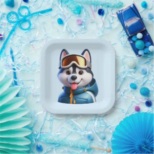 Der Super Husky Abenteurer Pappteller