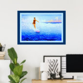 Der Surf Rider ~ Hawaii ~ Vintage Kunst Poster (Heimbüro)