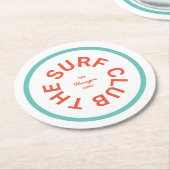 Der Surfclub Blue Wappen Türkisblau Streifen Runder Pappuntersetzer (Angewinkelt)