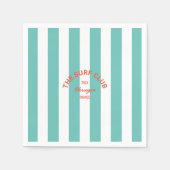 Der Surfclub Rotes Wappen Türkis Cabana Streifen Serviette (Vorderseite)