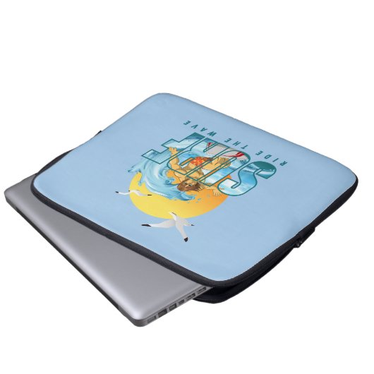 Der Surfer fährt die Welle | 13" Laptop-Sieb (M) Laptopschutzhülle (Vorne Knopf)
