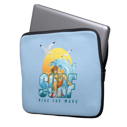 Der Surfer fährt die Welle | 13" Laptop-Sieb (M) Laptopschutzhülle (Vorderseite Links)