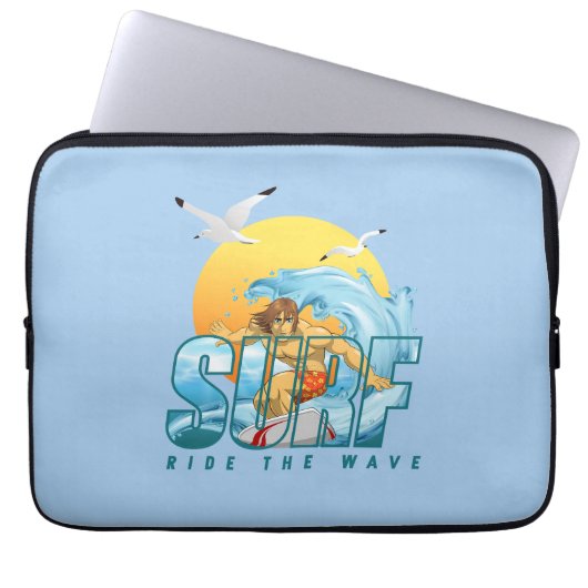 Der Surfer fährt die Welle | 13" Laptop-Sieb (M) Laptopschutzhülle (Vorderseite)