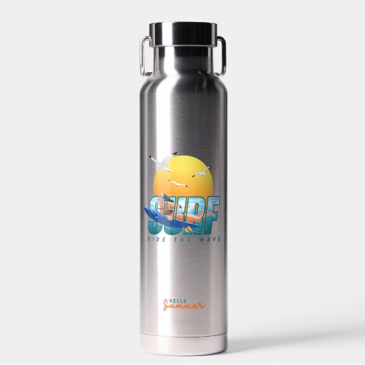 Der Surfer fährt die Welle | F) Drüse Kupfer-Vakuu Trinkflasche (Vorne)