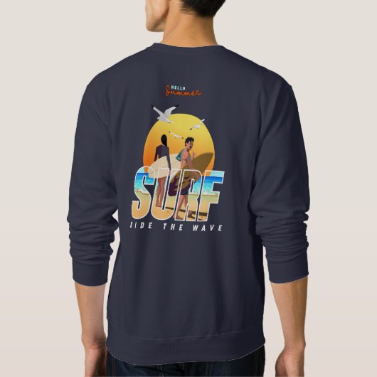 Der Surfer fährt die Welle | Männer Sweatshirt (Rückseite)